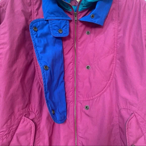 Vintage London Fog Pink Blue Puffer Jacket Warm Winter Coat womens size small - Picture 3 of 10